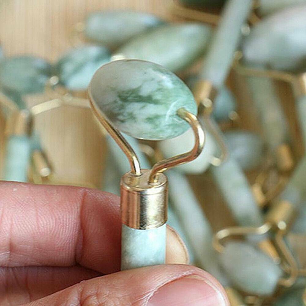 100% Natural Rose Quartz Facial Jade Stone Roller Massage Tool Face Massager US！