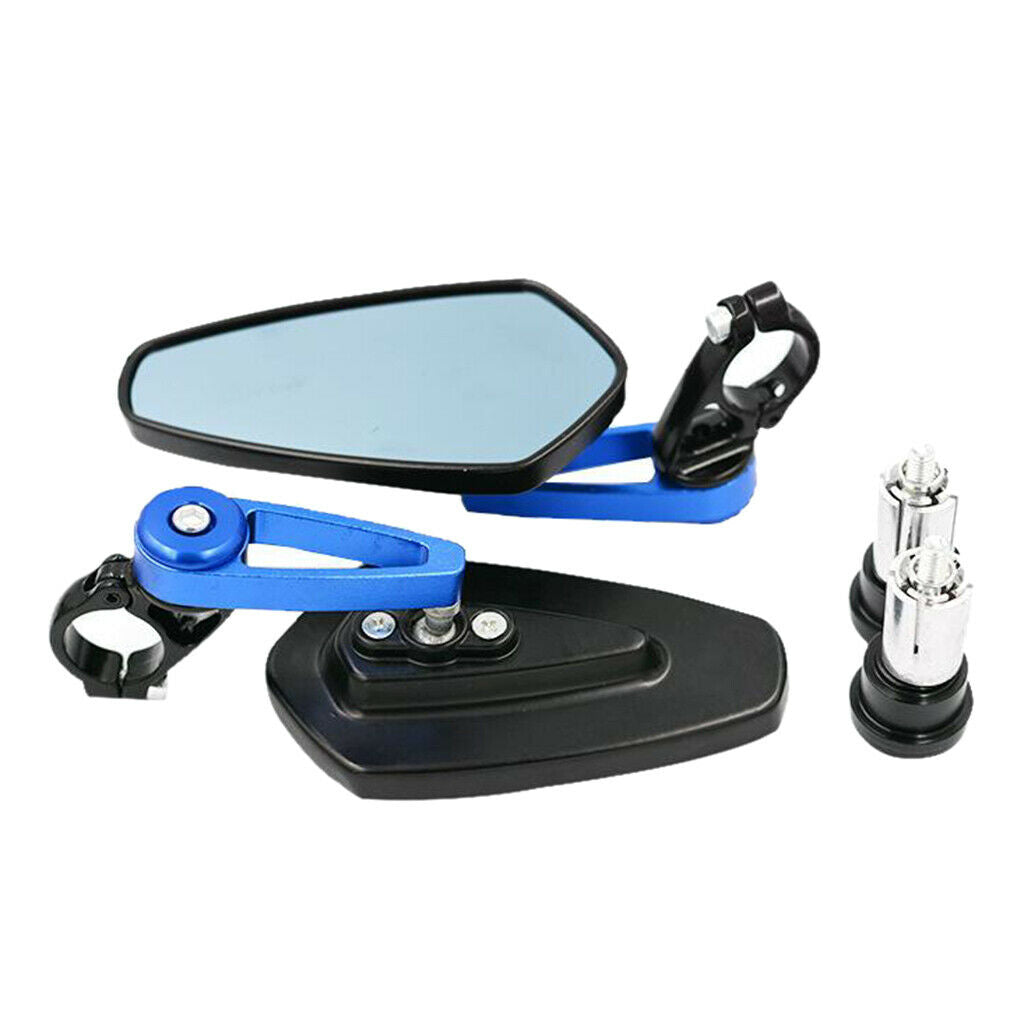 Blue Motorcycle Rear View Mirrors Anti-glared Lenses Adjustable with Screws