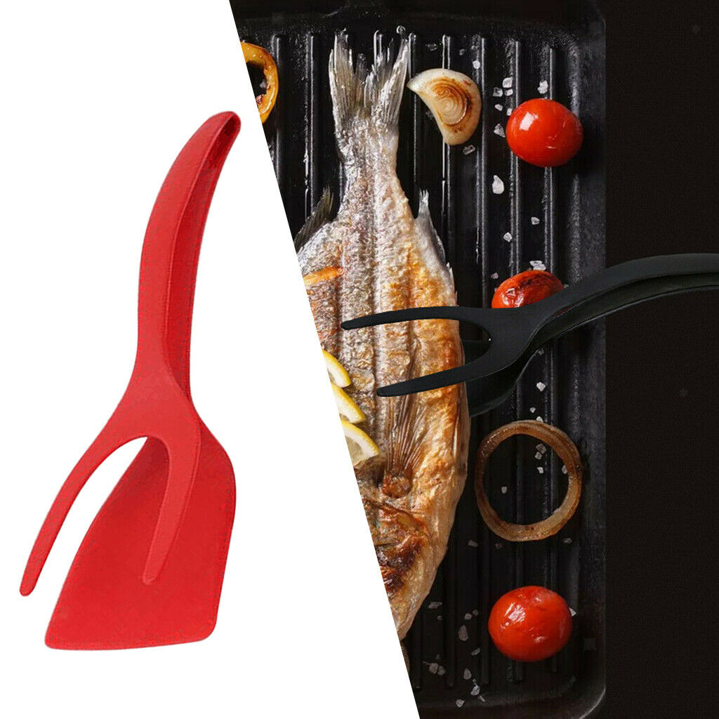 Egg Tongs Food Clamp Fried Egg Cooking Tuner Tong for French Toast Red