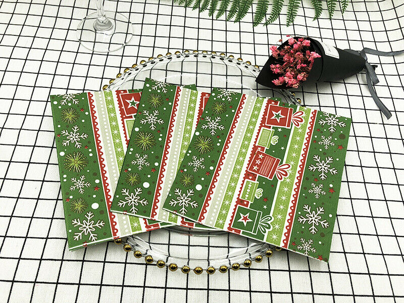 20Pcs Xmas Tree Napkin Paper Snowflake Party Serviettes Lunch Dinner Supplies