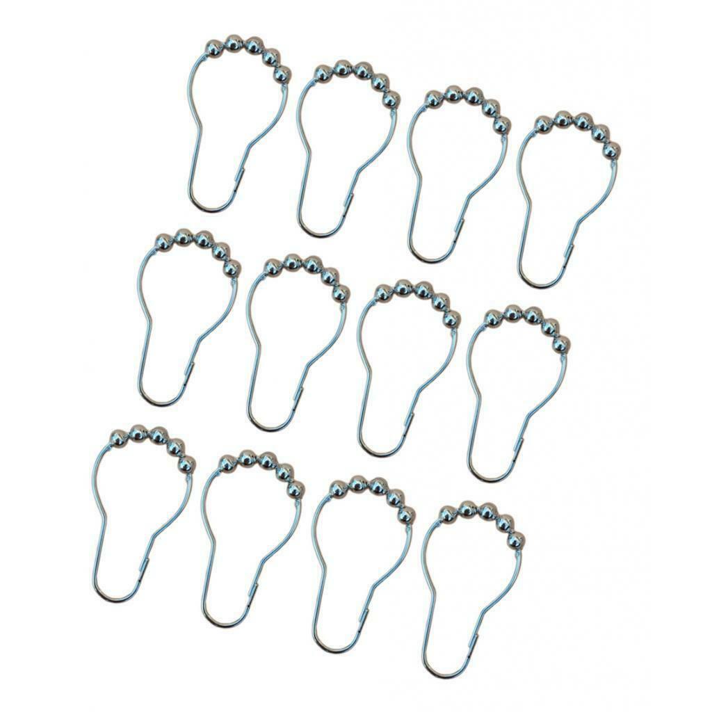 Metal Roller Glide   Shower Curtain Hooks Decorative Bathroom Parts 12pcs