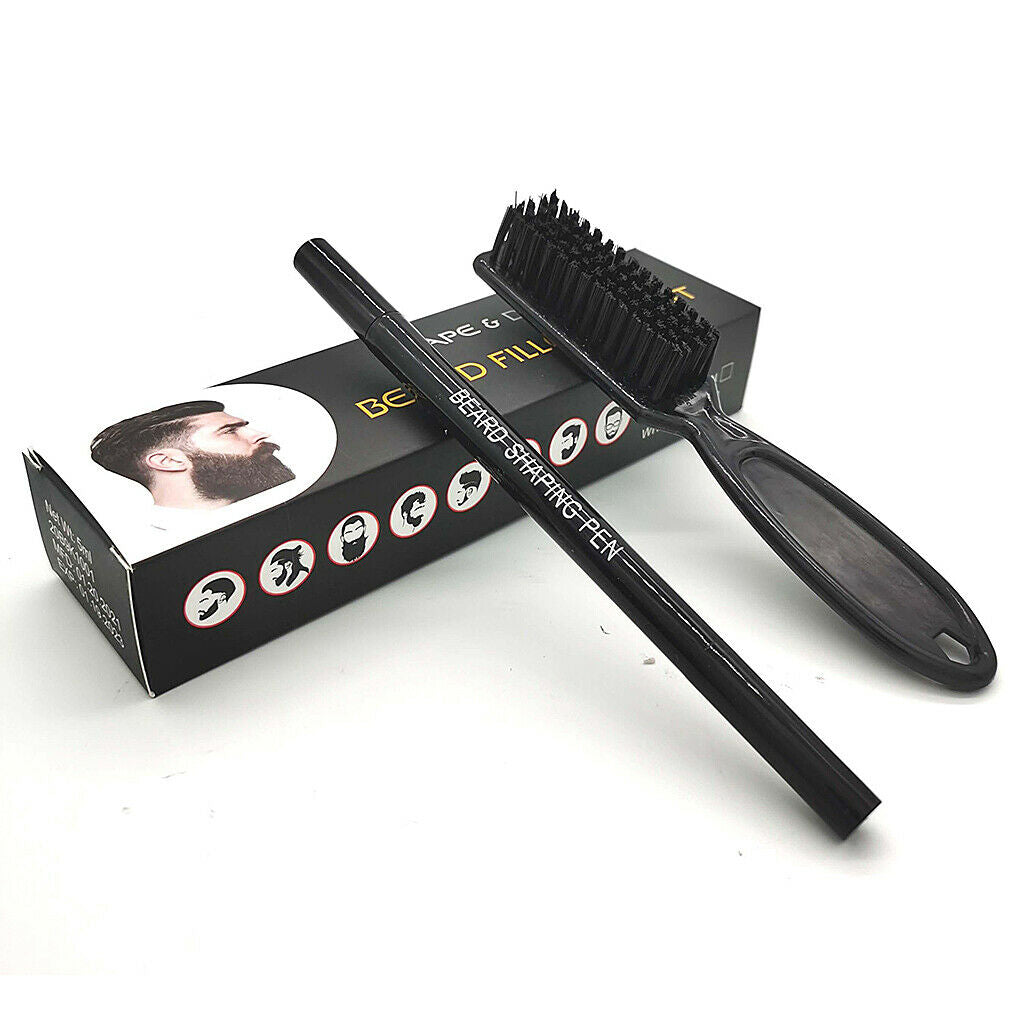 2 in 1 Sweatproof Natural Beard Filler Pen Pencil Long-lasting Black New
