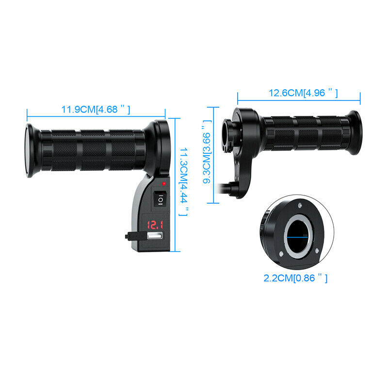 12V Motorcycle Electric Heating Handle w/ Switch Digital Display High Low Temper