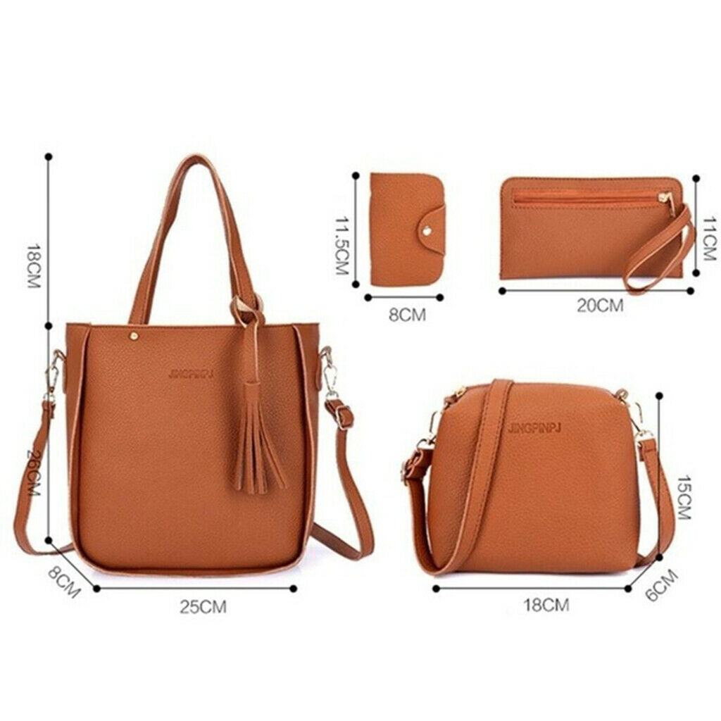 4x/Set Womens Leather Casual Handbag Waterproof Shopping Wallet Card Bag Set