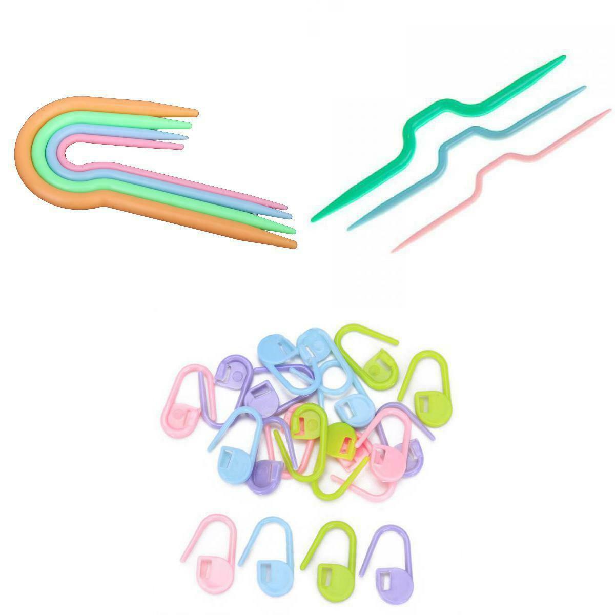 Knitting 20 Crochet Stitch Pad 4 Curved J Hooks with 3 Cord Needles Set
