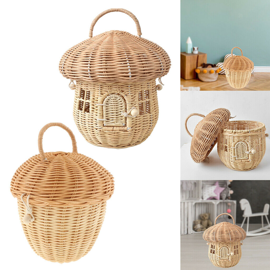 Women Fashion Rattan Laundry Basket Bucket Party Kid Room Grocery Basket