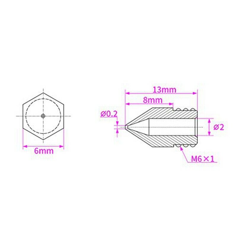 18PCS MK8 Nozzle M6 Threaded Stainless Steel for 1.75mm Filament Creality CR-1X2