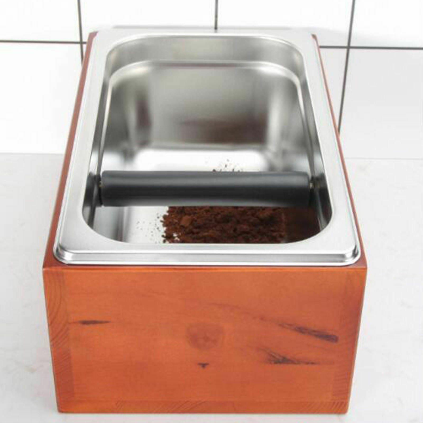 Durable Coffee Knock Box Non-Slip Solid Wood Base Easy & Mess-Free Disposal