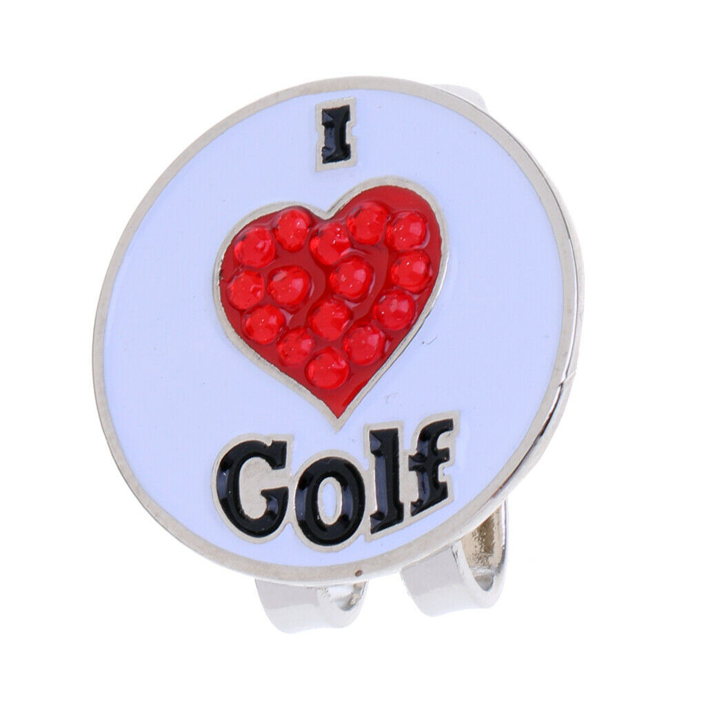 Golf Hat Clip With Detachable  Golf Ball Marker Heart Design