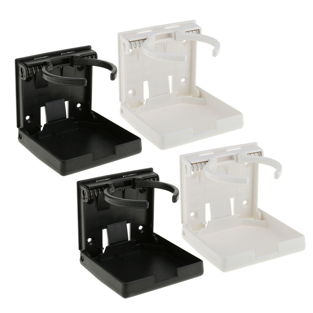Adjustable Folding Cup Drink Holder for Marine Boat Caravan Car Black+White