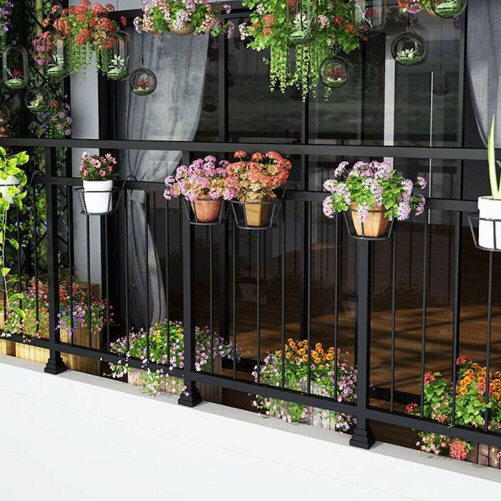 Iron Hanging Metal Basket Flower Planter Pot Holder Shelf for Balcony Patio