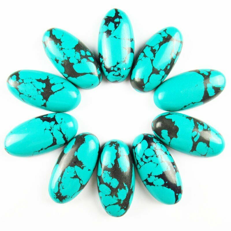 8pcs 30x15x7mm Blue Black Turquoise 38g Oval Cab Cabochon A-310JM