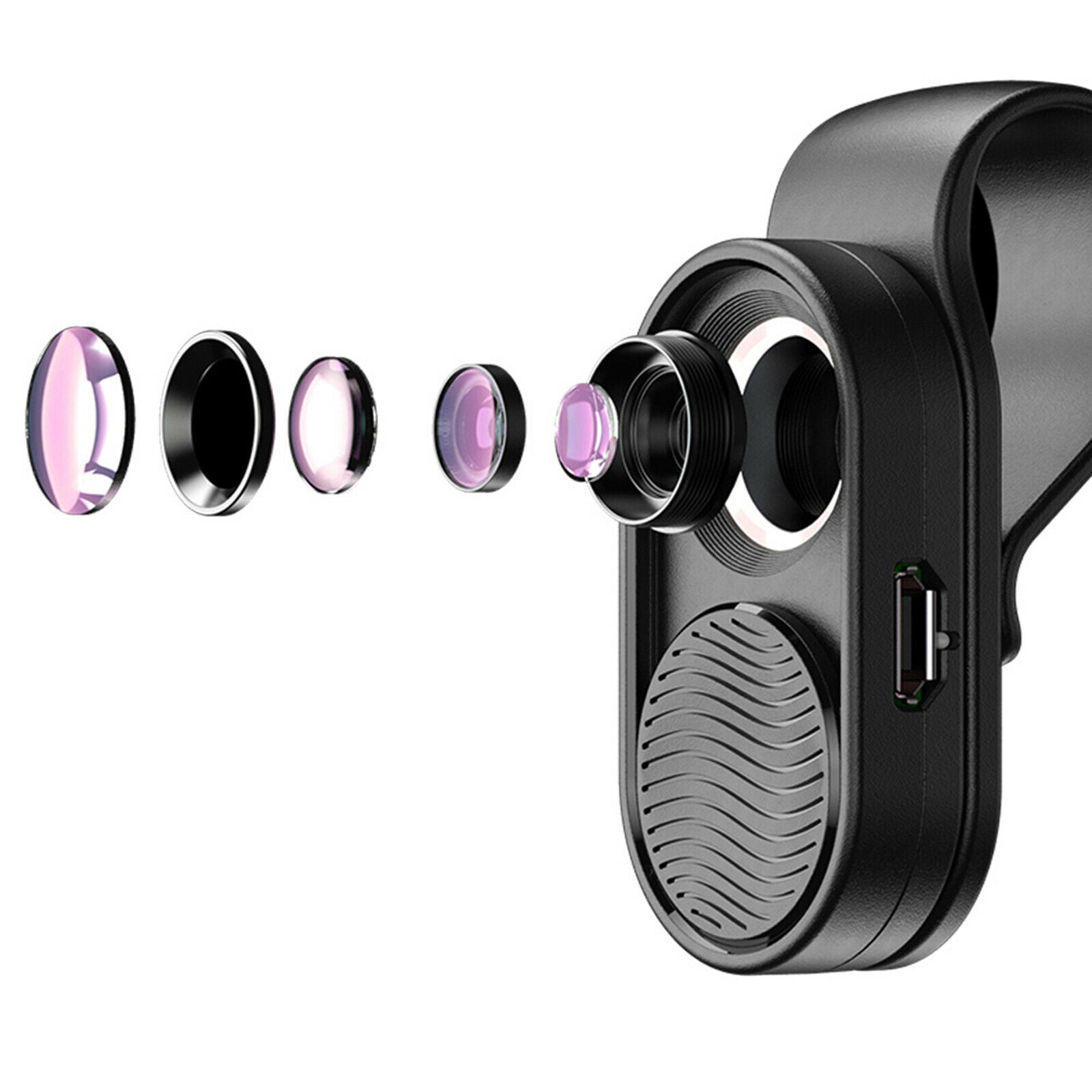 Portable 100x Mini Microscope LED Lens fits Smartphone Easy Carry for Kid