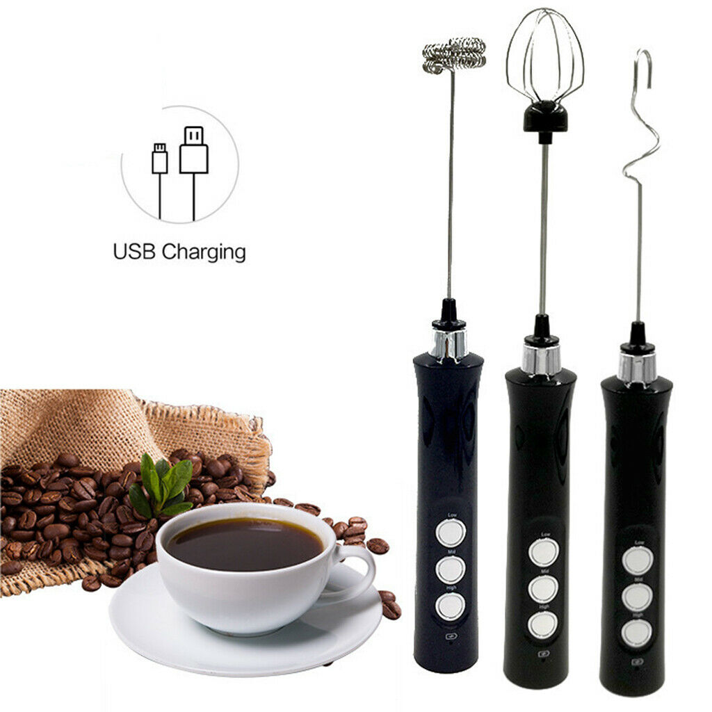 3-in-1 Handheld Electric Milk Frother USB Milk Foam Maker Foamer Drink Mixer