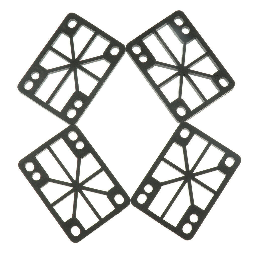 3X 4 Pieces Skateboard Longboard Shock Pads Risers 0.6cm or 0.8cm Black 6mm