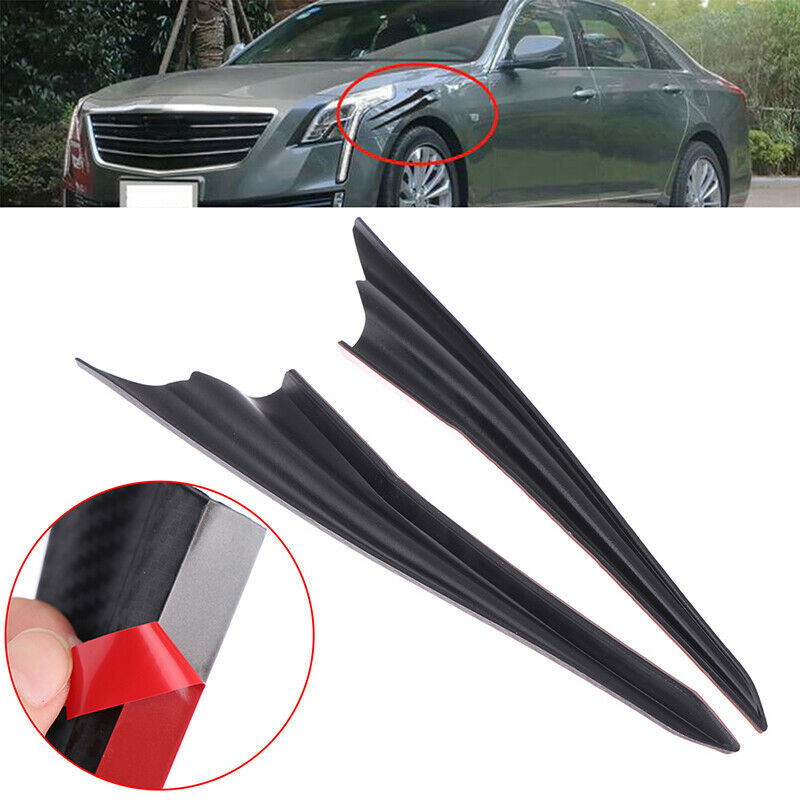 2Pcs Universal Car Front Bumper Lip Rubber Fin Splitter Spoiler Body Stic.l8