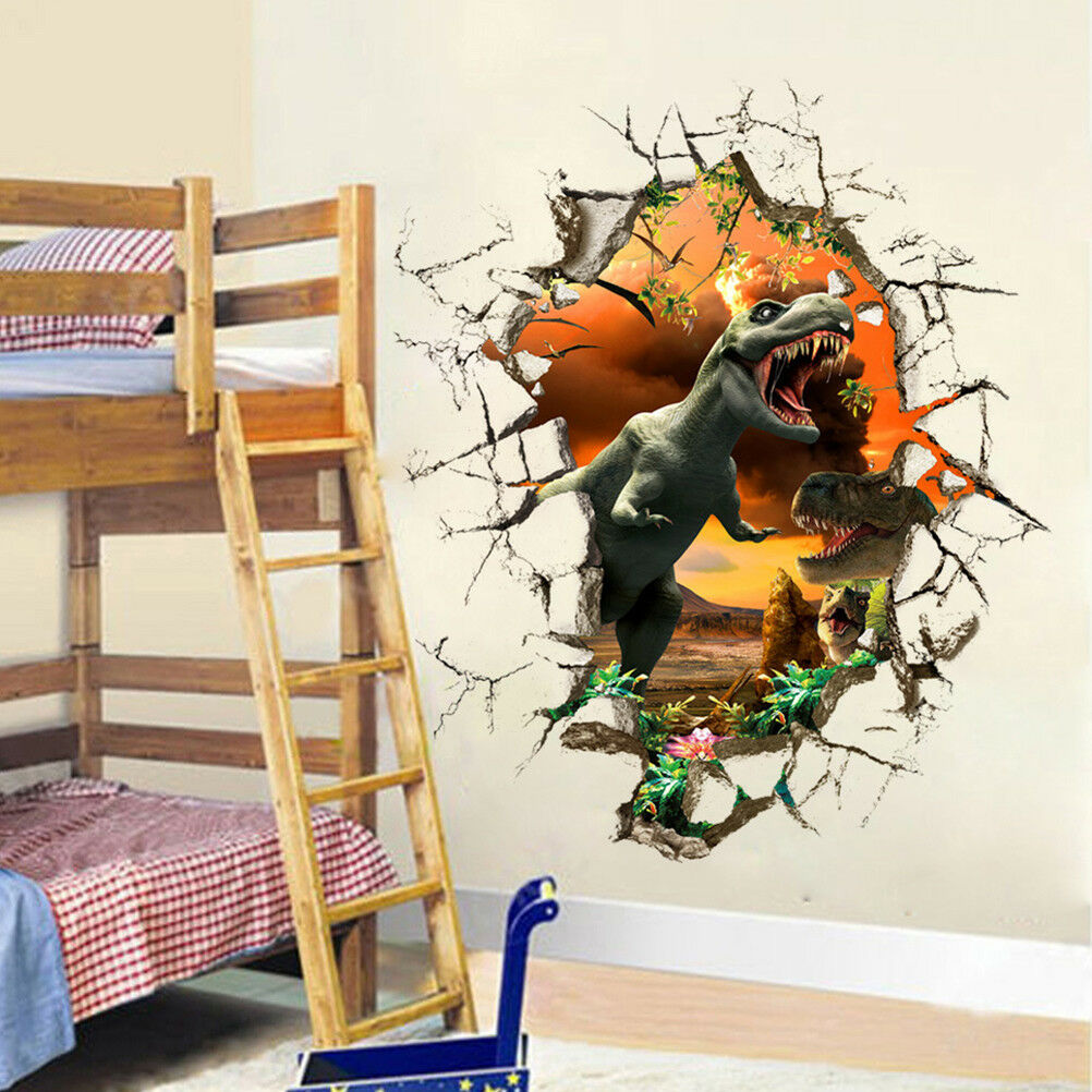 Dinosaur Cartoon Wall Decals for Nursery Room Art Poster Christmas Gif Jf.l8