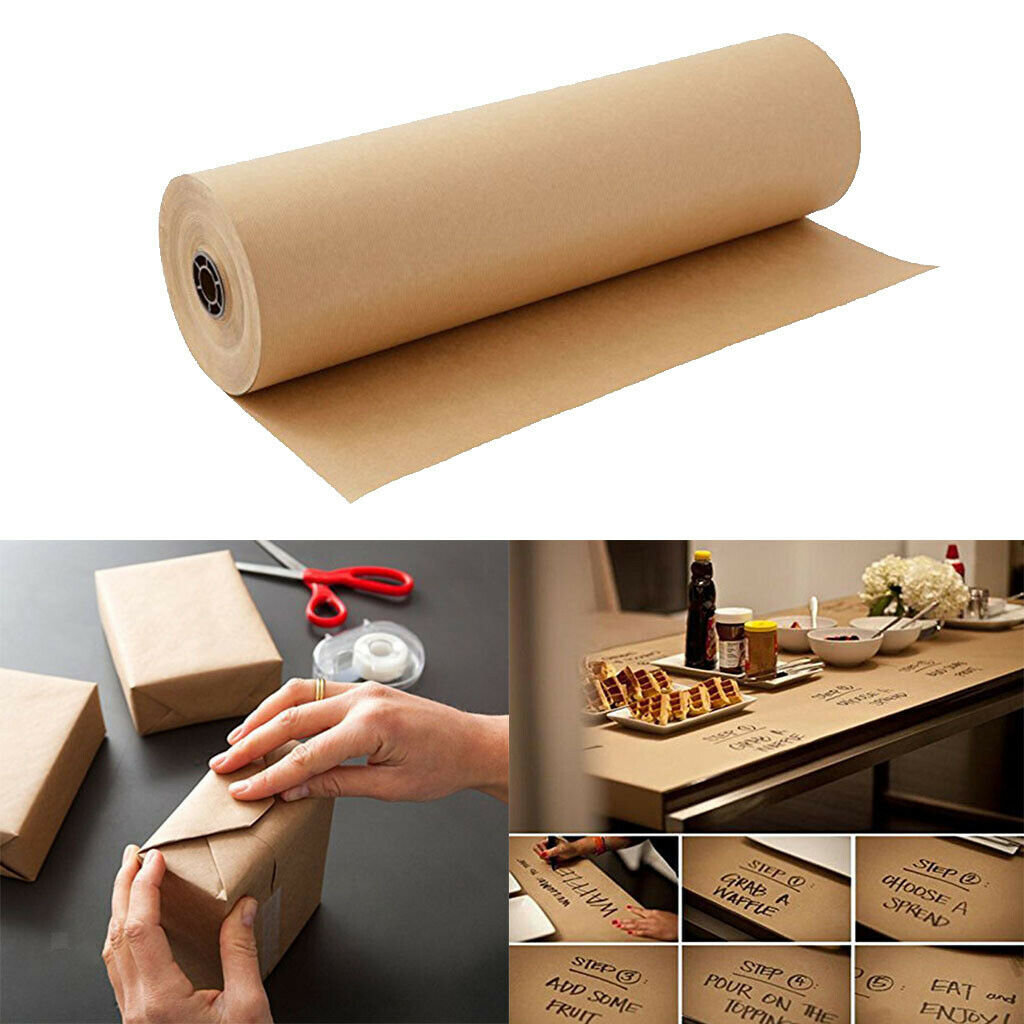 Brown Kraft Wrapping Paper Roll, Recyclable Craft Construction and Packing Paper