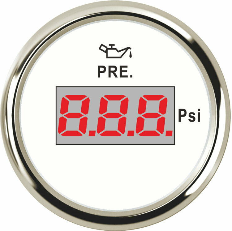 white 52mm/2â€³ digital oil pressure gauge 10-184ohms 9-32VDC for car truck marine