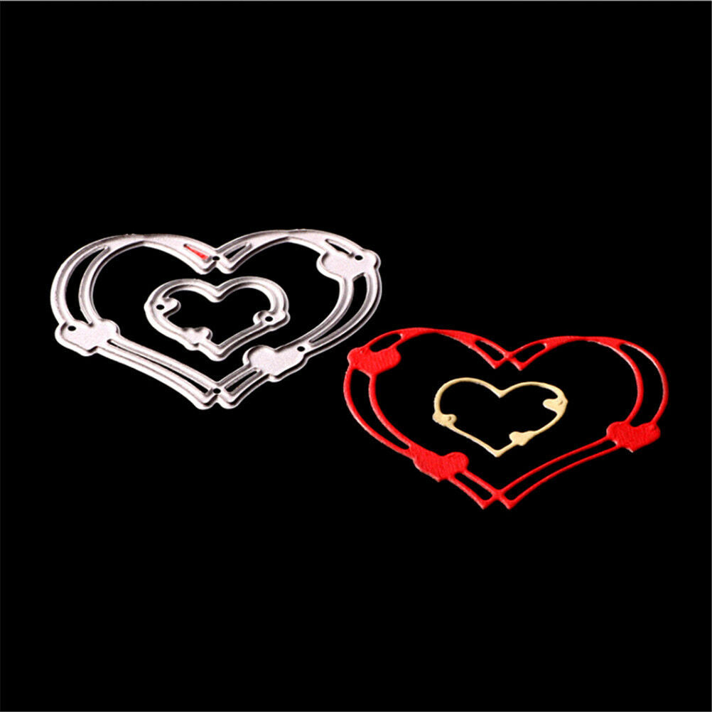 2pcs/set Love Heart Metal Cutting Die Stencils for DIY Card Scrapbookin.l8