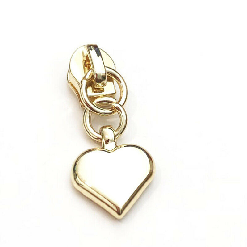 10Pcs 3# Metal Zipper Pull Slider Heart Head DIY Repair Clothing Bag Accessorie