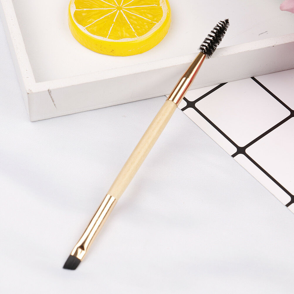 Pro makeup tools bamboo handle double eyebrow brush + eyebrow comb brushe.l8