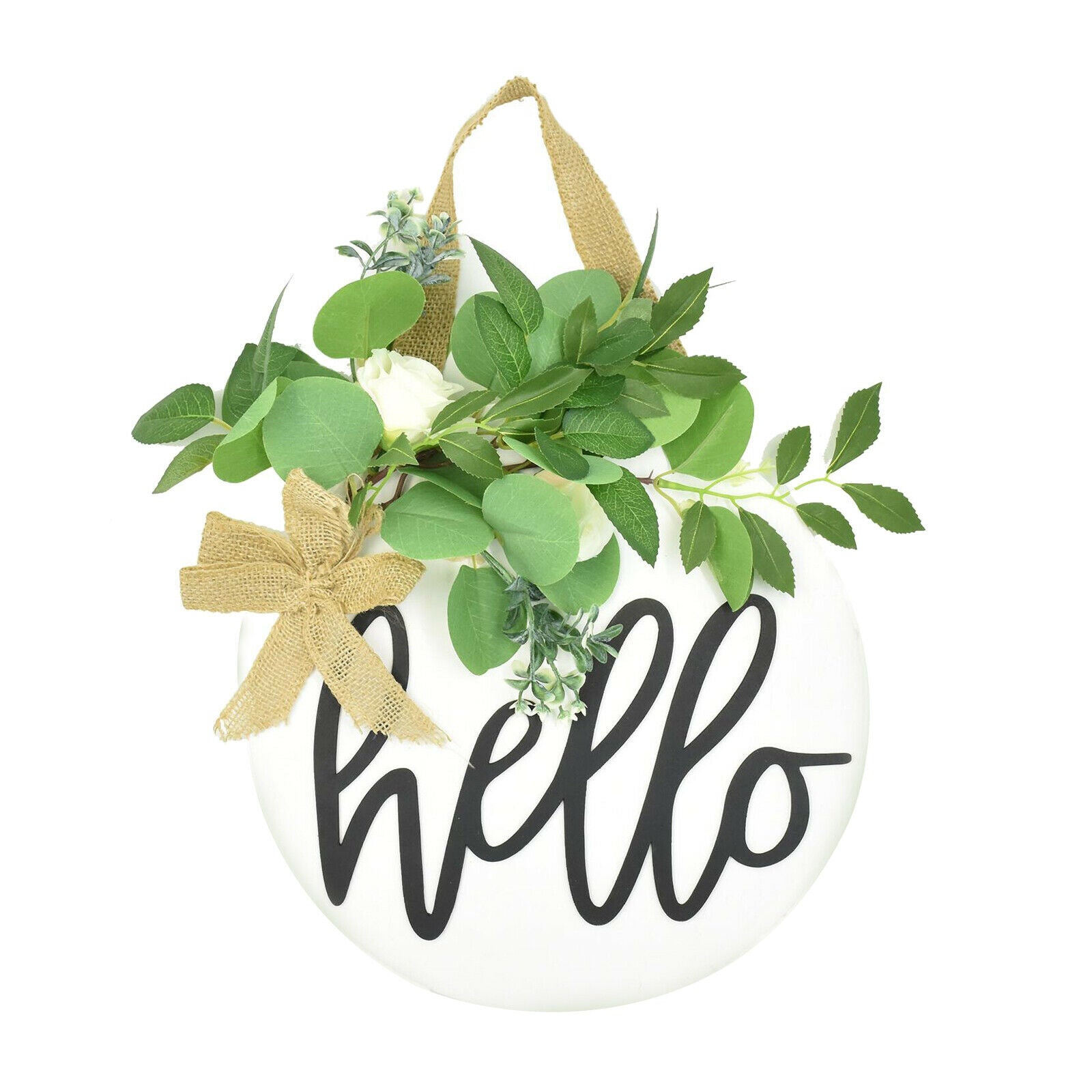 Hello Sign Front Door Round Wood Sign Hanging Sign for Farmhouse porch Home