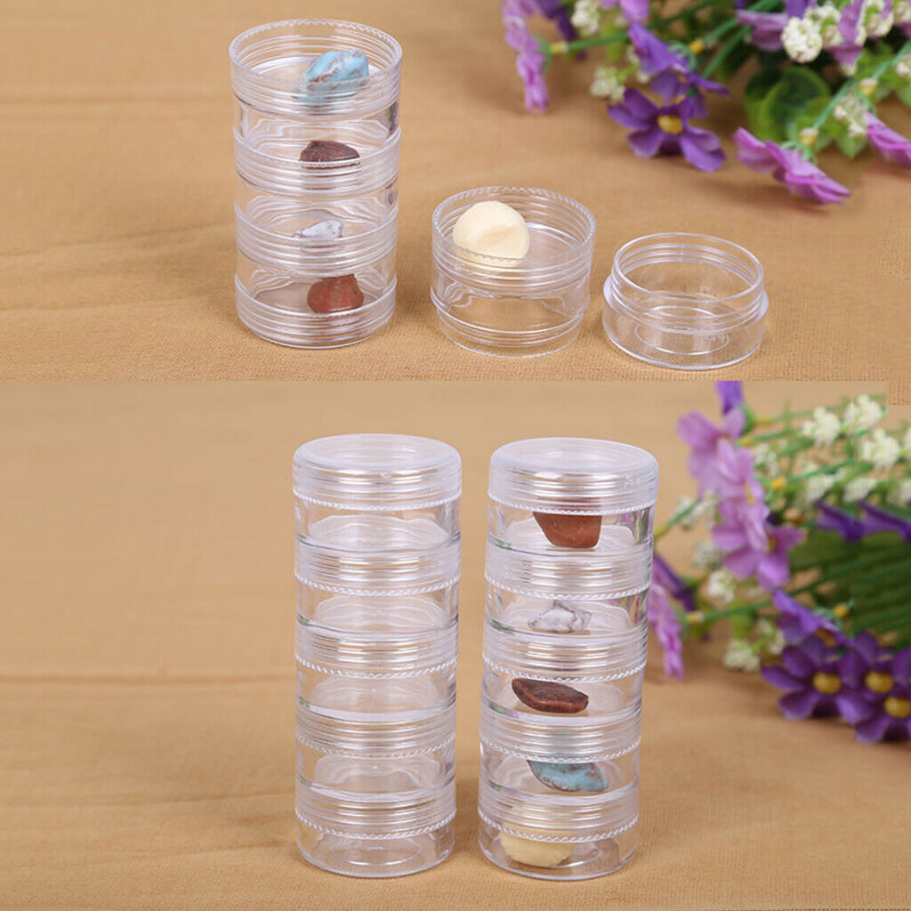 12Set Round Stackable Beads Containers Box Pill Organizer for Jewellery
