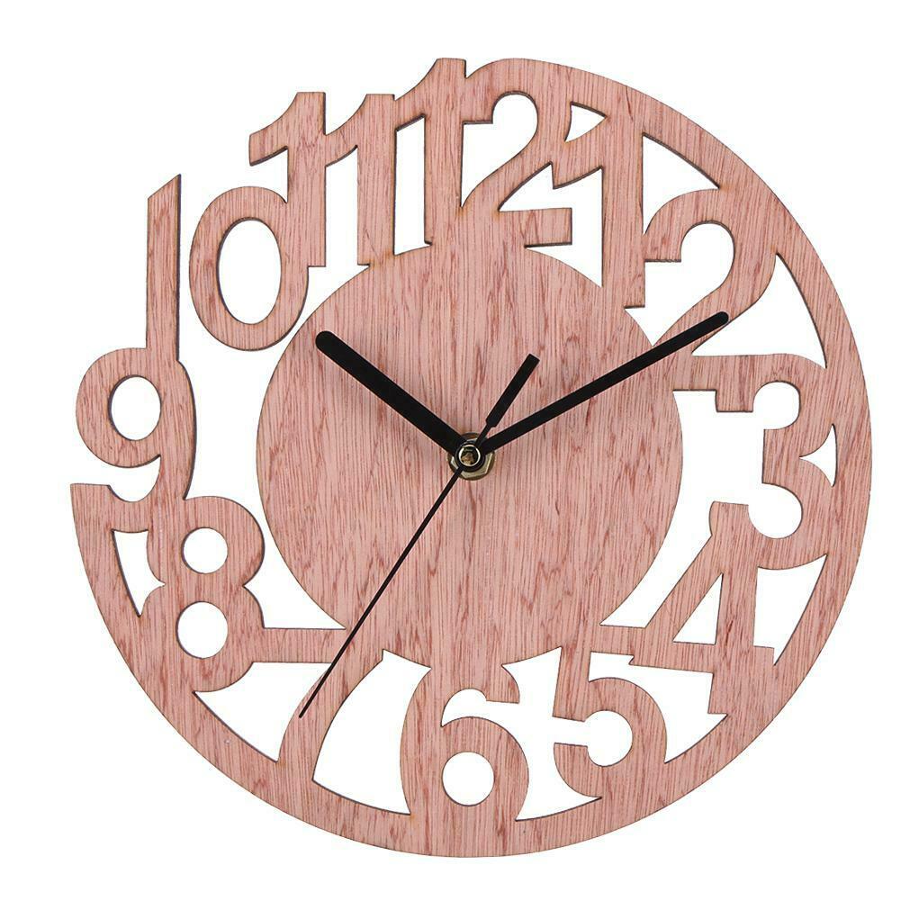 Round Wall Clock Wood Clocks Home Decorative Watch for Living Room Bedroom