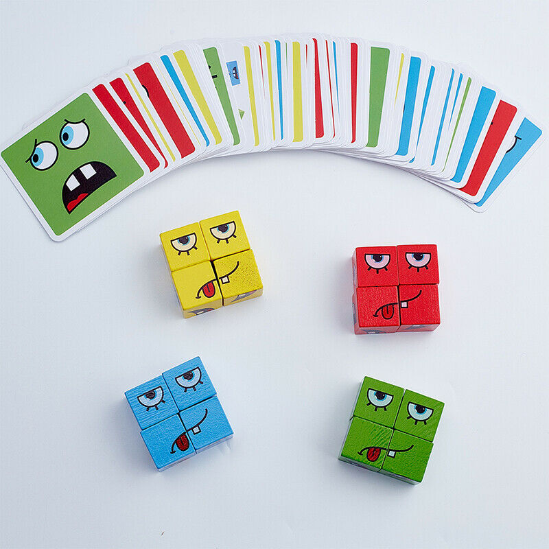 Building Block Face Changing Thinking Training Wooden Education Cartoon Toys SJ