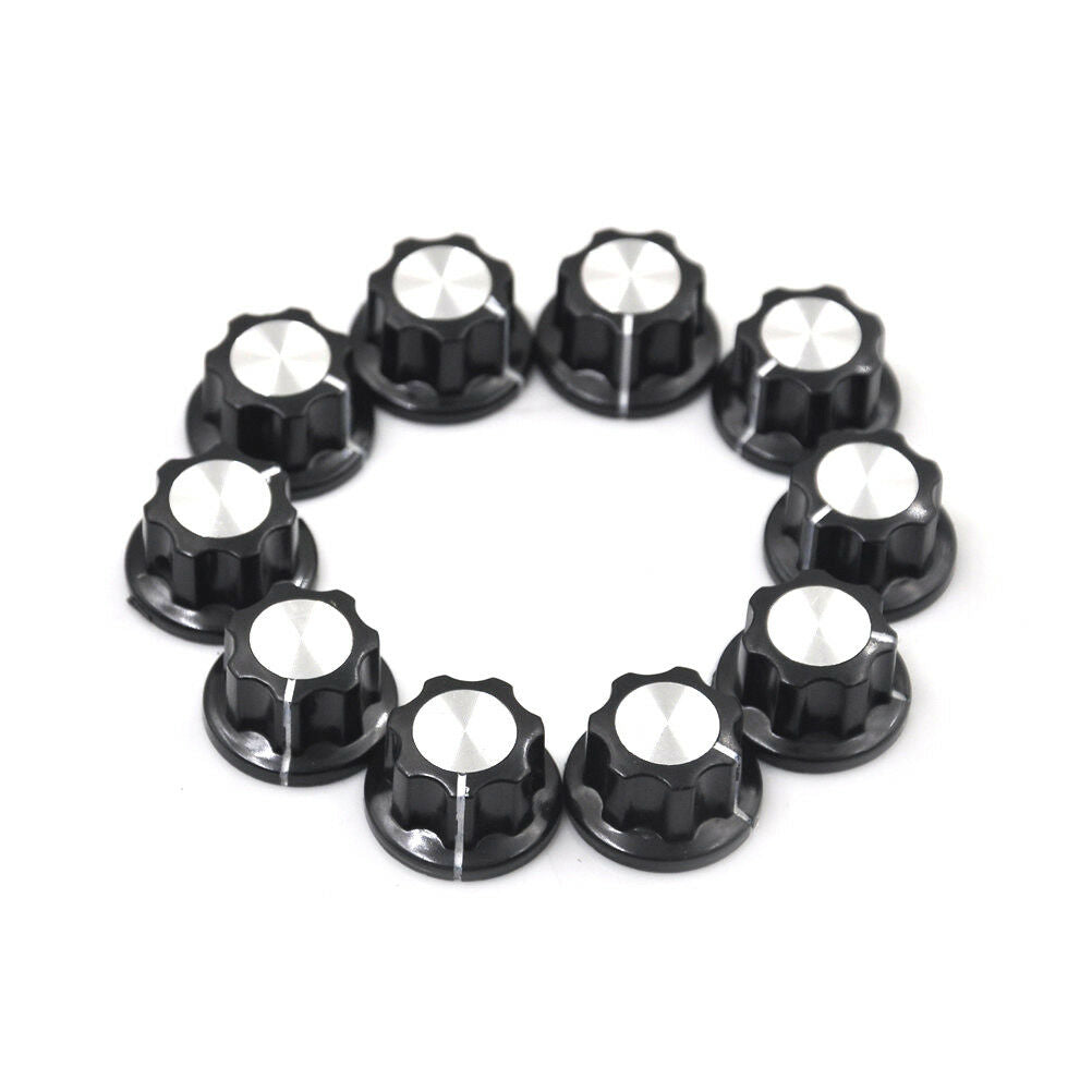 10x Black Rotary Potentiometer Knobs Caps with  Counting Dial Hot .l8
