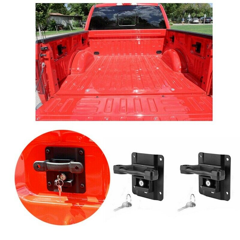 4X(2 Sets Locking Bed Tie Down Cleats Anchors + Tie Down Plates for Ford F12)
