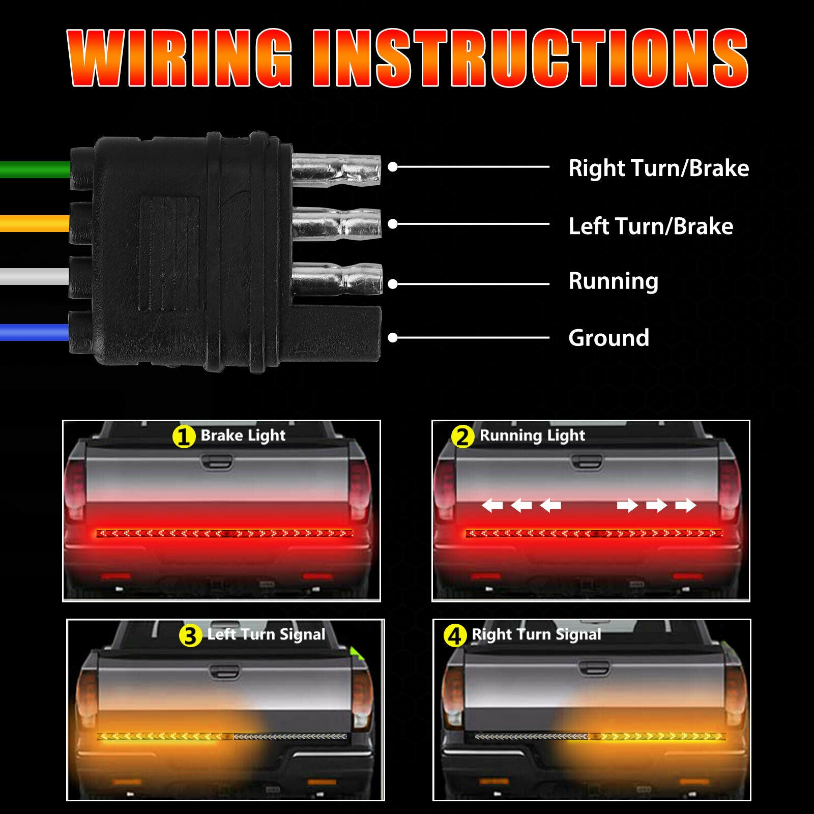 48" inch 432-LED Truck Strip Tailgate Turn Signal Brake Tail Reverse Light Bar