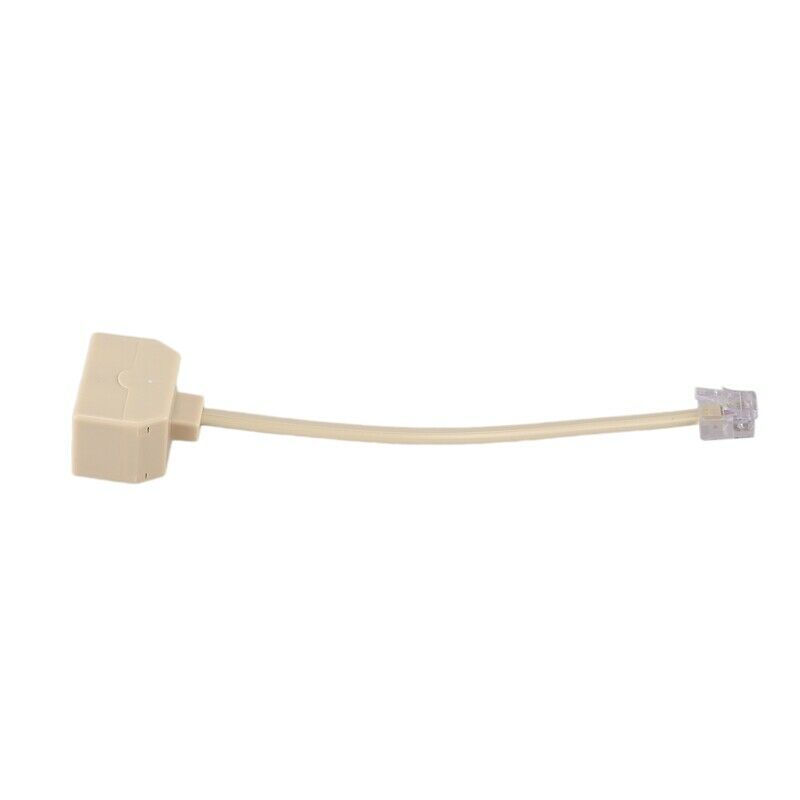 RJ11 6P4C 2 Way Outlet Telephone Jack Line Splitter Adapter Beige Q8S3S3