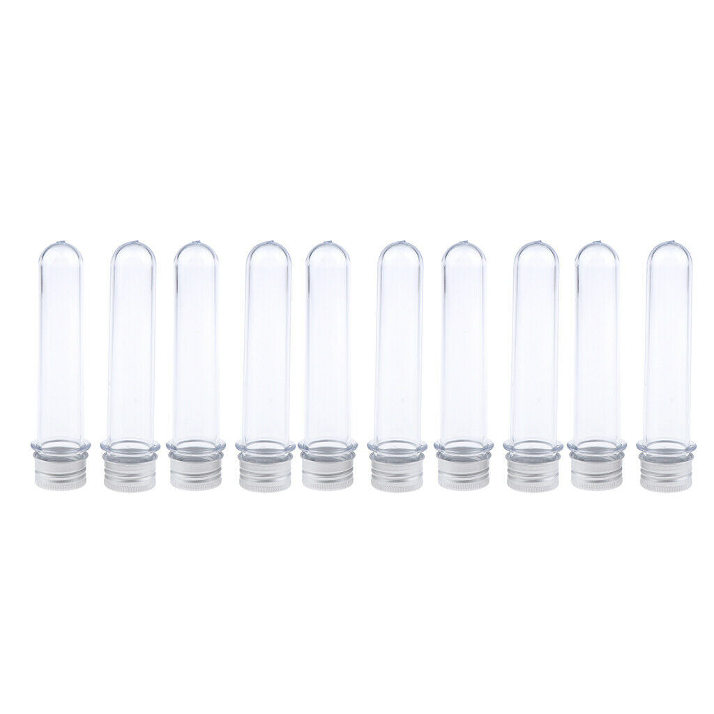 10x 40/50ml Plastic Test Tubes Vial Sample Container with Caps purplish red