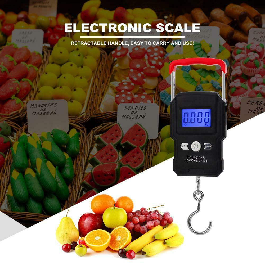 50kg Mini Weighting Electronic Scales Retractable Travel Luggage Scale @