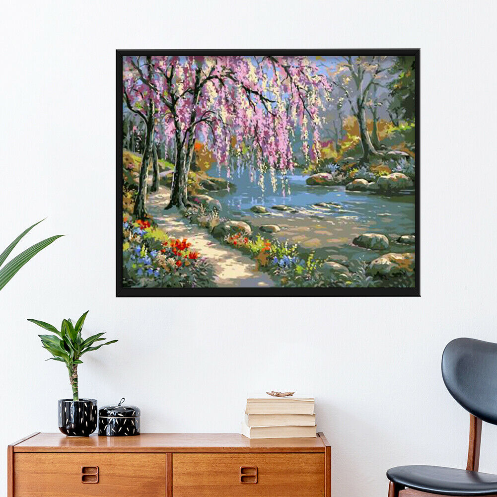 DIY Painting by Numbers Romantic Creek Oil Painting on Canvas Home Decor @