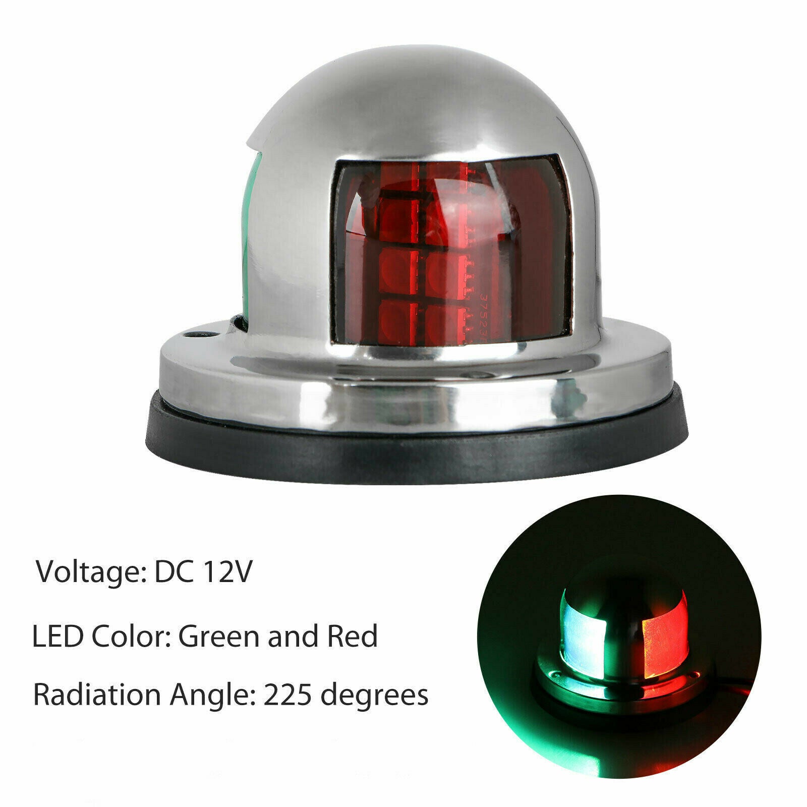2 IN 1 Marine Boat Yacht Pontoon 12V Stainless Steel LED Bow Navigation Lights