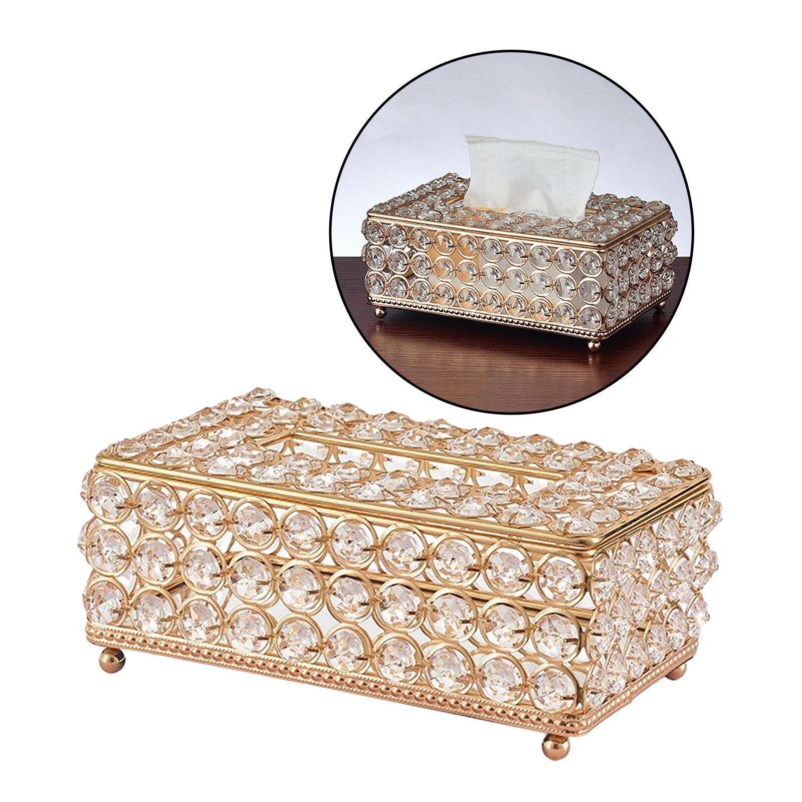Tissue Box Napkin Holder for Living Room Hotel Home Bar Car Decor Golden