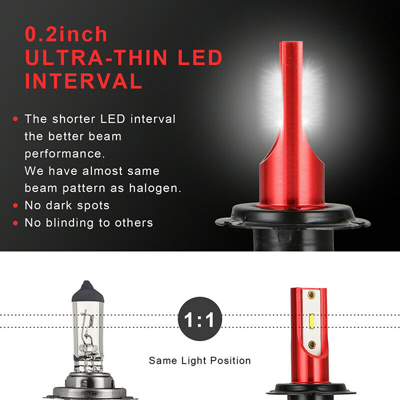 2pcs CSP Chip H7 LED Headlight Fog Bulbs Kit High Power Canbus 6000K Whit_DD