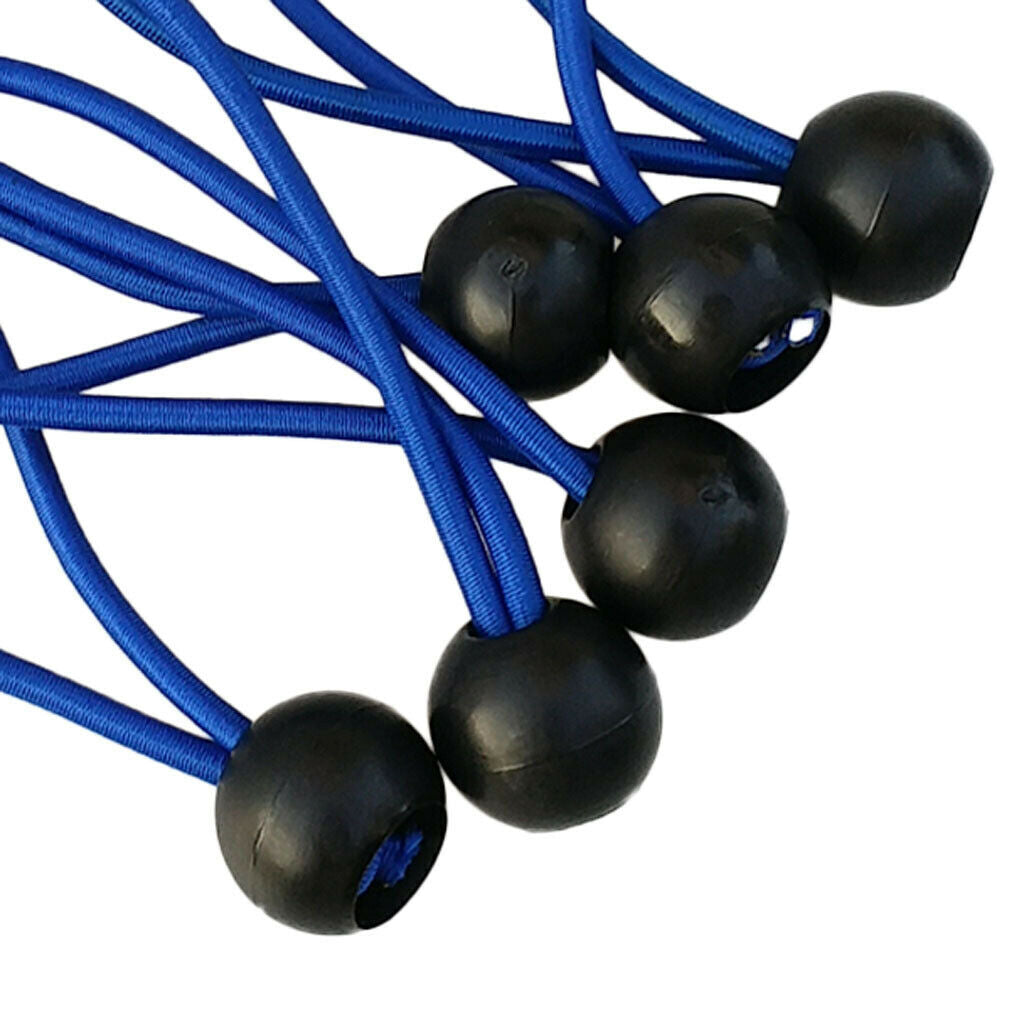 12pcs 4inch Ball Bungee Cords Blue Elastic String Canopy Tarp Tie Down Straps