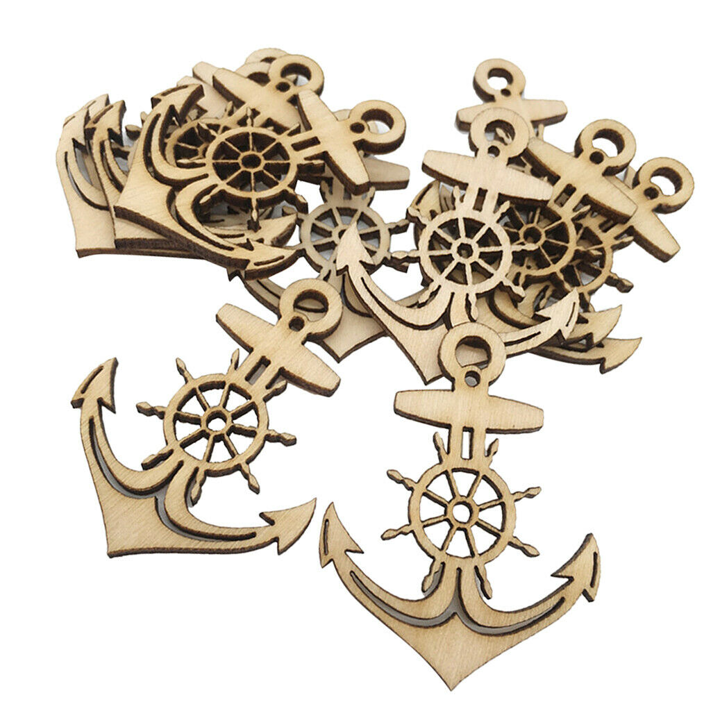10pcs Wooden Gift Tags Blank Wooden Anchor Tags Wedding Hanging Decor