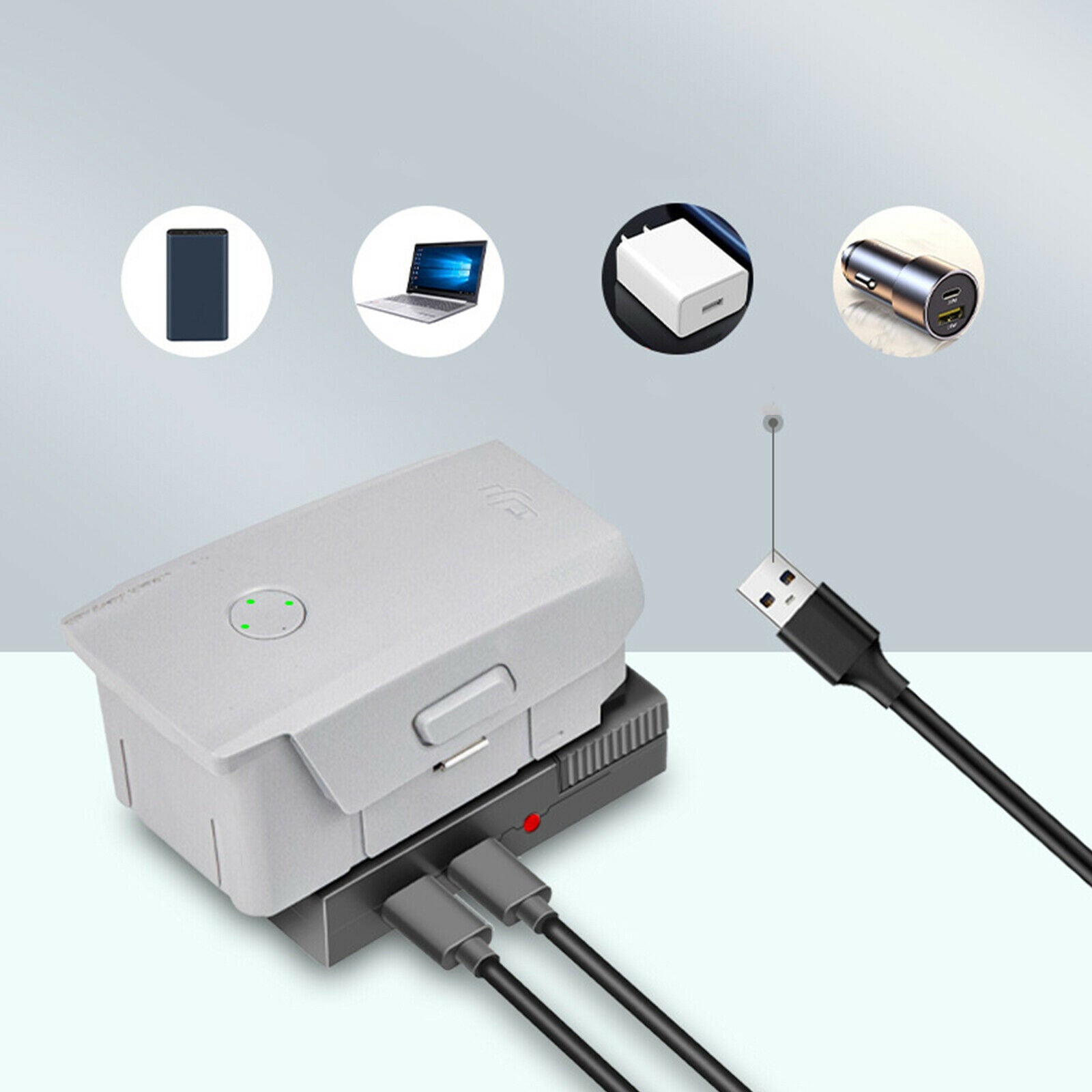 USB Battery Charger QC 3.0 Fast Charging Hub for Mavic Air 2 Drone Battery