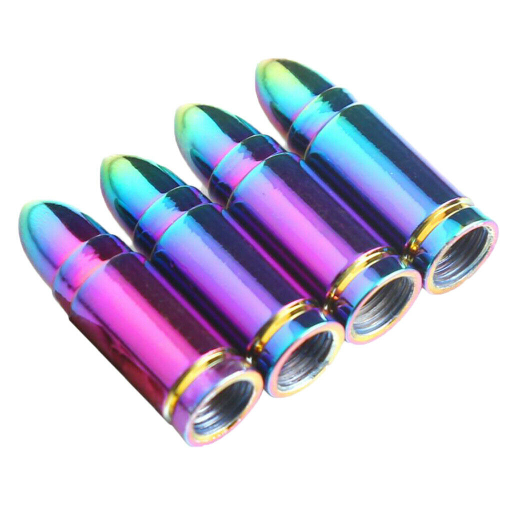 4Pcs Auto Motorcycle Bullet Aluminum Tire Valve Stem Caps Colorful