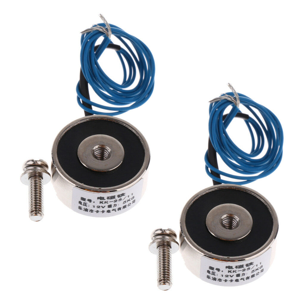 2Pcs Electric Magnet 5Kg DC 12V Solenoid Suction Electromagnet Lift Holding