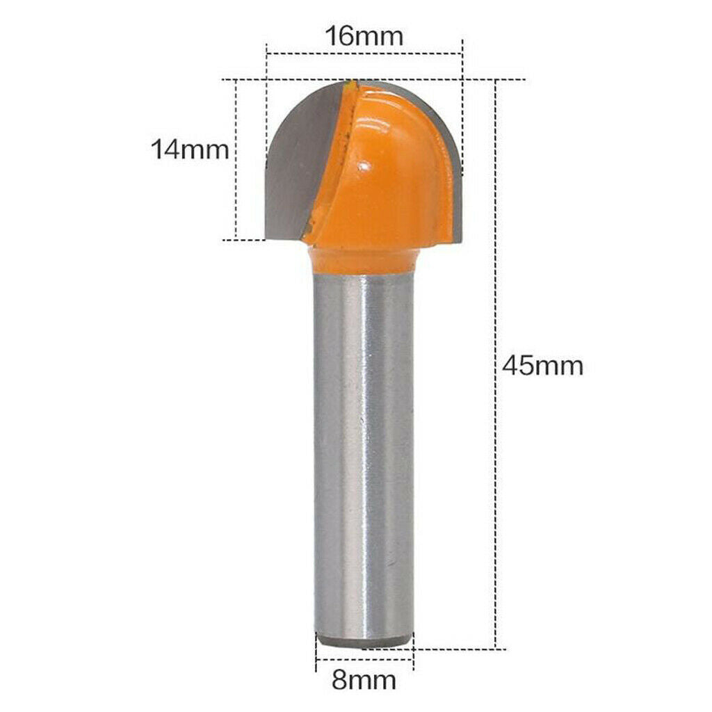 Carbide Straight Shank TCT Round Nose Core Box Router Bit Cutter 8mm Shank