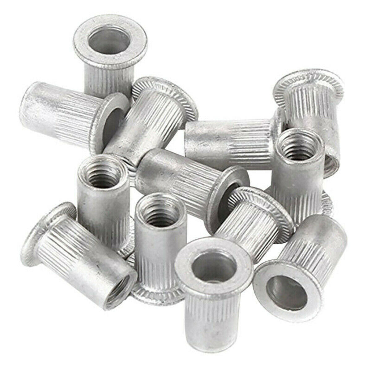 150Pcs Flat Head Vertical Grain Aluminum Rivet Nuts Cylindrical Hollow Rivet Nut