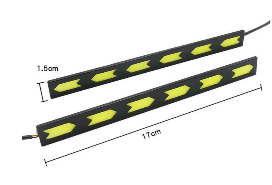 2x Arrow Shape COB White LED Light Car Daytime Running Driving Light DRL Lamp