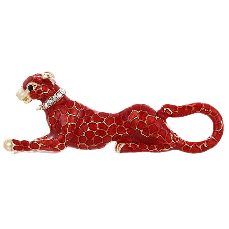 Fashion Crystal Red Leopard Brooch Pin Collar Badge Corsage Jewelry  .l8
