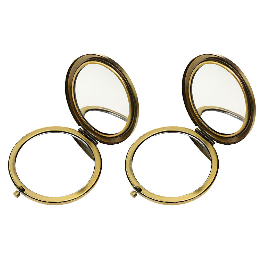 2 Pack 2-Sided Mini Collapsible Magnify Mirror Portable Compact Cosmetic Mirrors